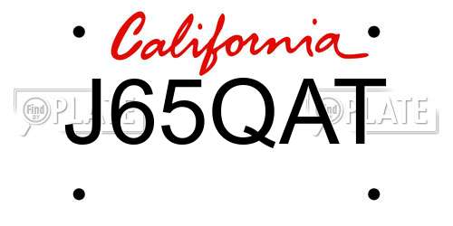 J65QAT California License Plate
