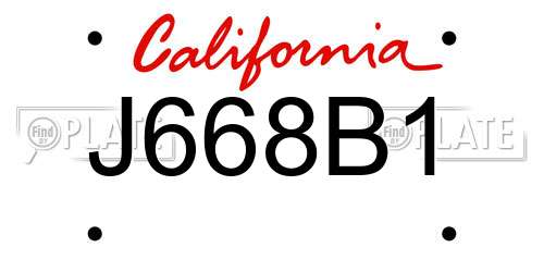 J668B1 California License Plate