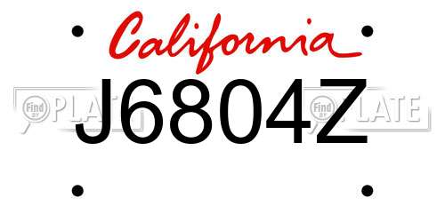 J6804Z California License Plate