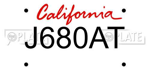 J680AT California License Plate