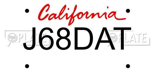 J68DAT California License Plate