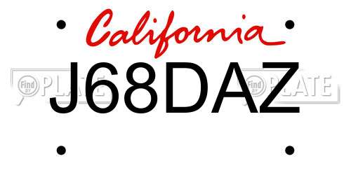 J68DAZ California License Plate