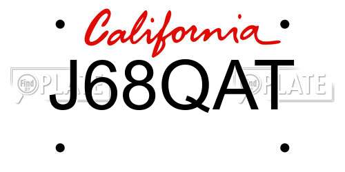J68QAT California License Plate