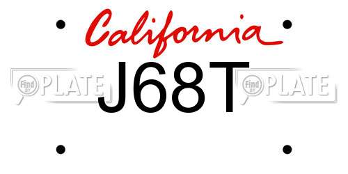 J68T California License Plate