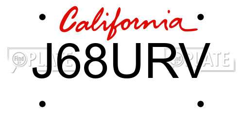 J68URV California License Plate