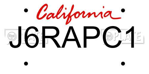 J6RAPC1 California License Plate