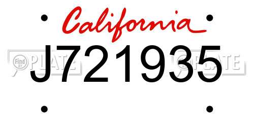 J721935 California License Plate