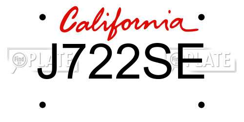 J722SE California License Plate