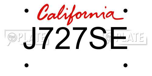 J727SE California License Plate
