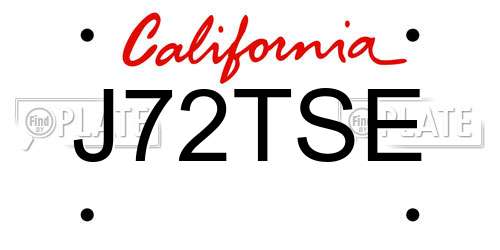 J72TSE California License Plate