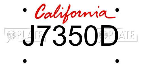 J7350D California License Plate