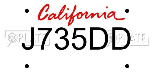J735DD California License Plate