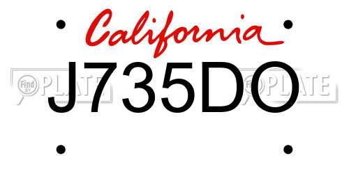 J735DO California License Plate
