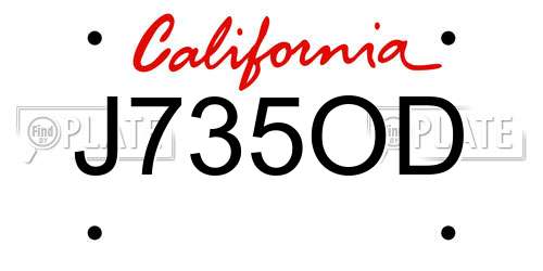 J735OD California License Plate