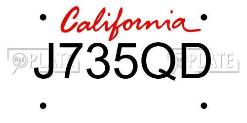 J735QD California License Plate