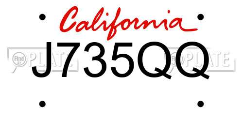J735QQ California License Plate