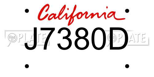 J7380D California License Plate