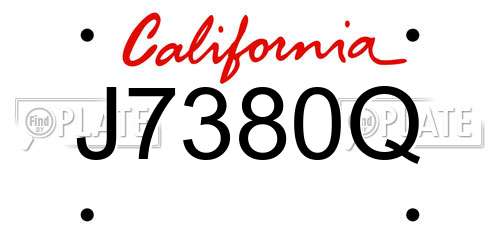 J7380Q California License Plate