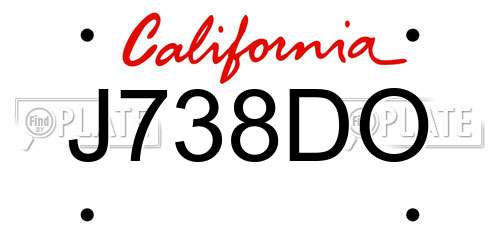 J738DO California License Plate