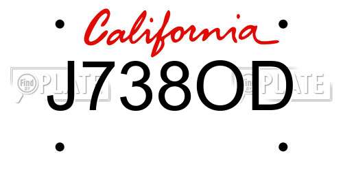 J738OD California License Plate
