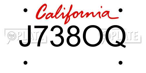 J738OQ California License Plate