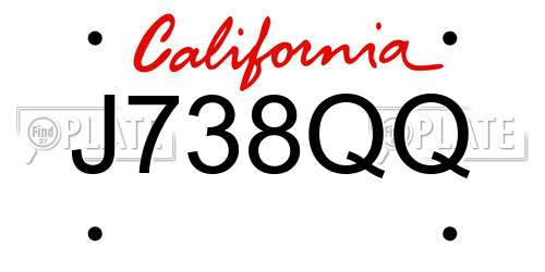 J738QQ California License Plate