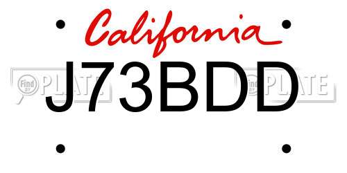J73BDD California License Plate