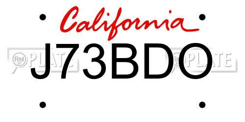 J73BDO California License Plate