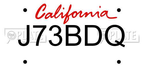 J73BDQ California License Plate