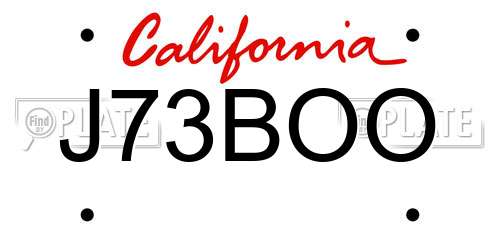 J73BOO California License Plate