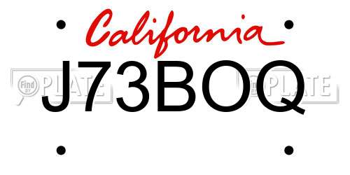 J73BOQ California License Plate