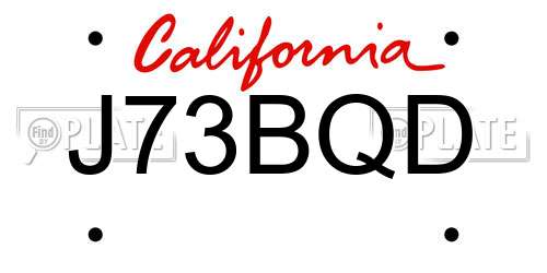 J73BQD California License Plate