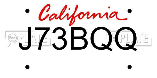 J73BQQ California License Plate