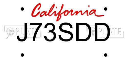 J73SDD California License Plate