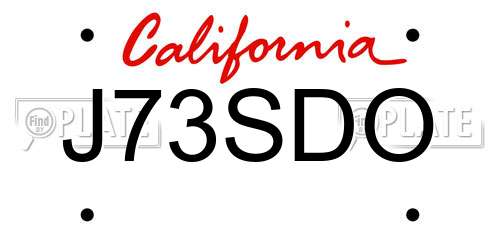 J73SDO California License Plate