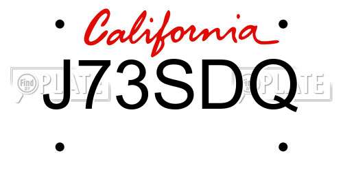 J73SDQ California License Plate