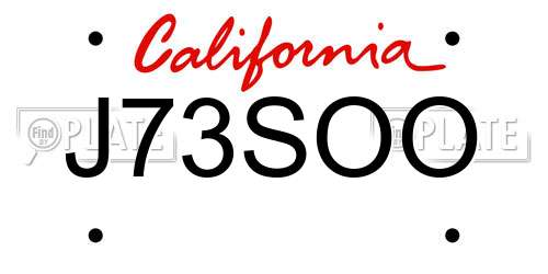 J73SOO California License Plate
