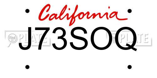 J73SOQ California License Plate