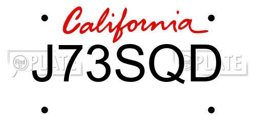 J73SQD California License Plate