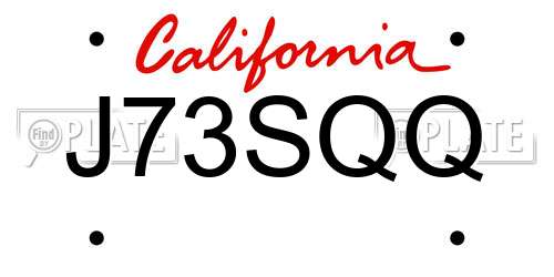 J73SQQ California License Plate