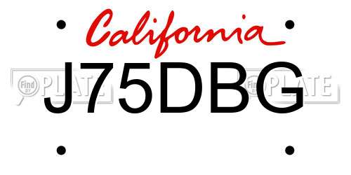 J75DBG California License Plate