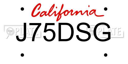 J75DSG California License Plate