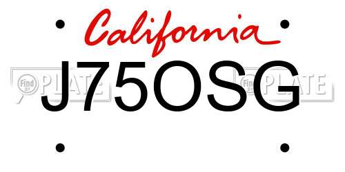 J75OSG California License Plate