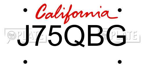 J75QBG California License Plate