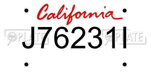 J76231I California License Plate