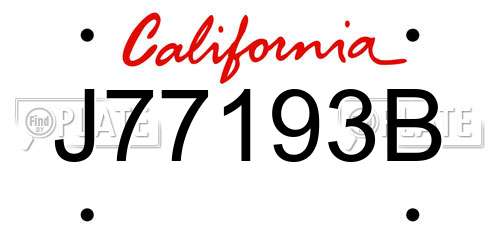 J77193B California License Plate