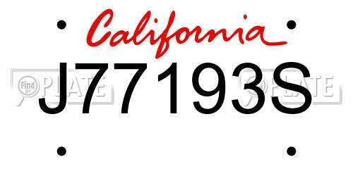 J77193S California License Plate