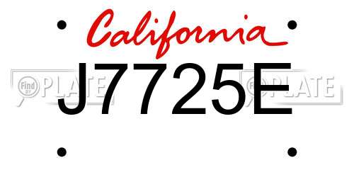 J7725E California License Plate
