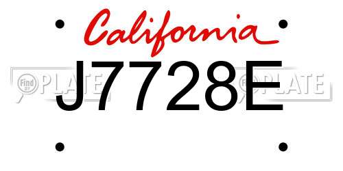 J7728E California License Plate