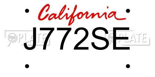 J772SE California License Plate